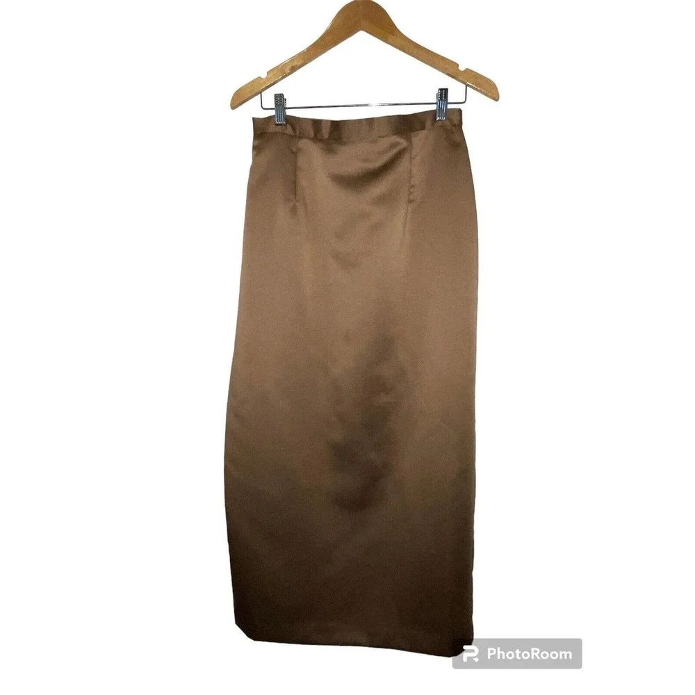 DONNA RICCO Golden Brown Dressy Cocktail Long Skirt Suit Size 10 - Picture 3 of 16